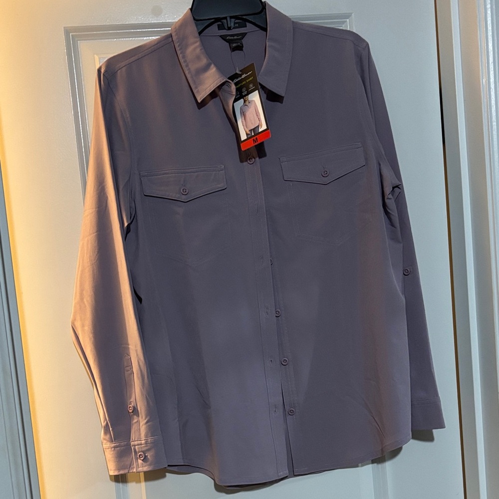 Eddie Bauer Women's Purple Button Down Shirt